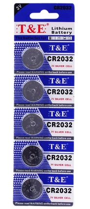 T AND E  CR2032 batteries