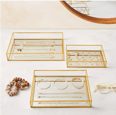 Acleric tray gold w/mirror 3PCS SET