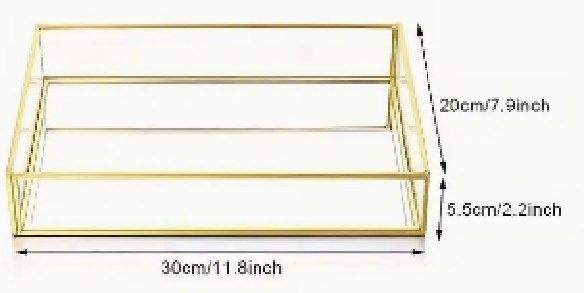 Acleric tray gold w/mirror 25*18*4.5