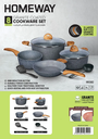 HOMEWAY granite cookware set 8pcs